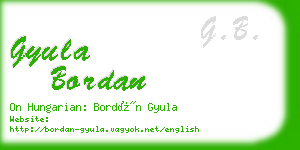 gyula bordan business card